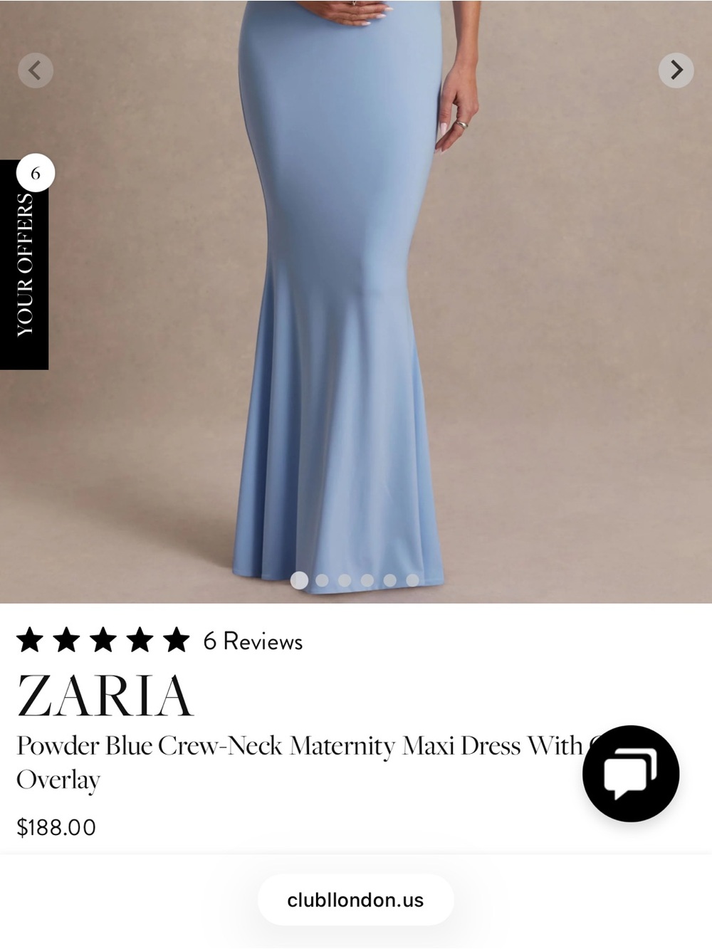 Zaria Light Blue Maternity Maxi Gown with Sheer Capelet - Picture 2 of 2